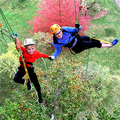 Climbers with autumn landscape
